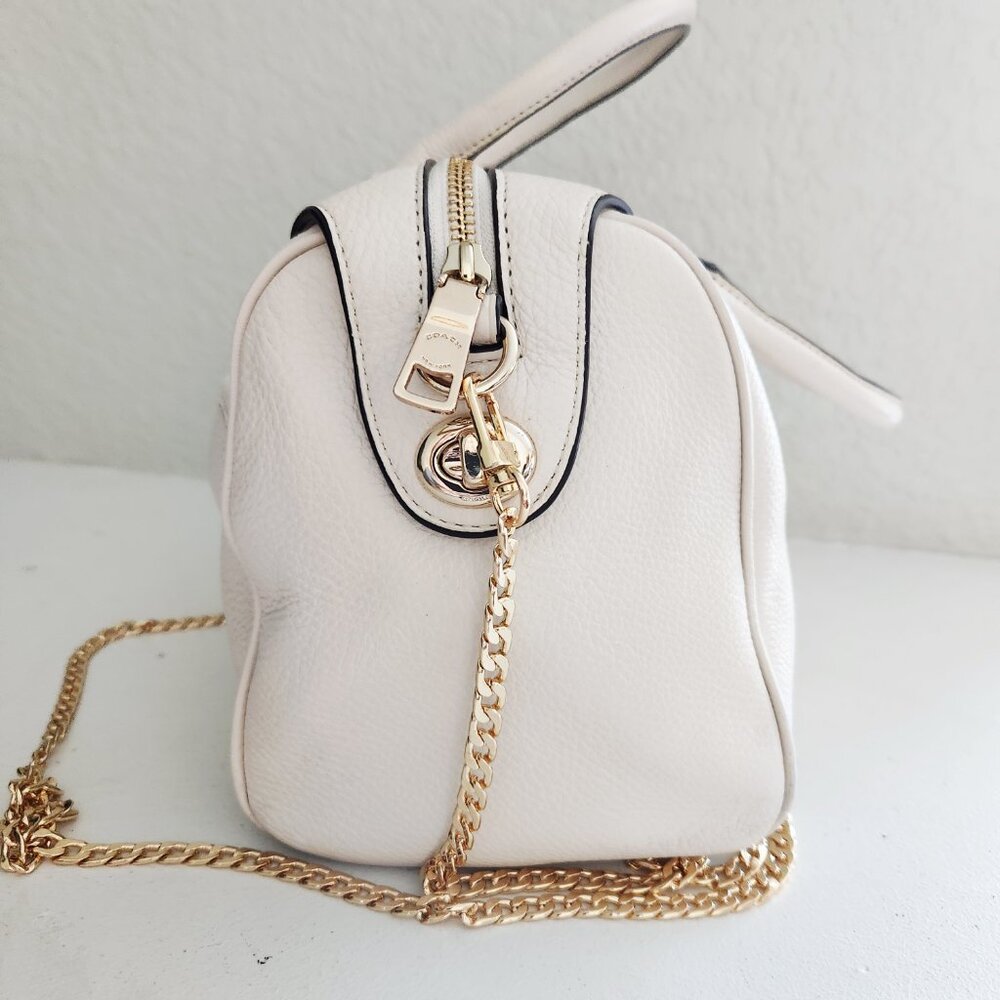 Coach Rowan Cream Leather Shoulder Bag Purse - Picture 6 of 17